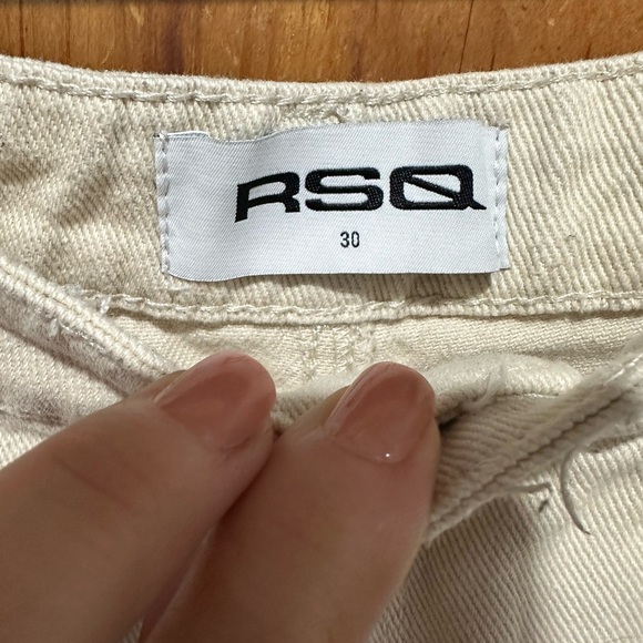 RSQ Women's Barrel Leg Cream Jeans - Picture 4 of 5